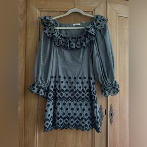 Dôen Franique Dress in Azure Paris Gingham Navy Blue White Size XS.